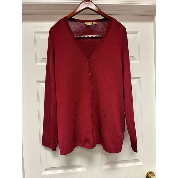 Caslon Burgundy Knit Cardigan Sweater sz 3X NWOT - Picture 1 of 8